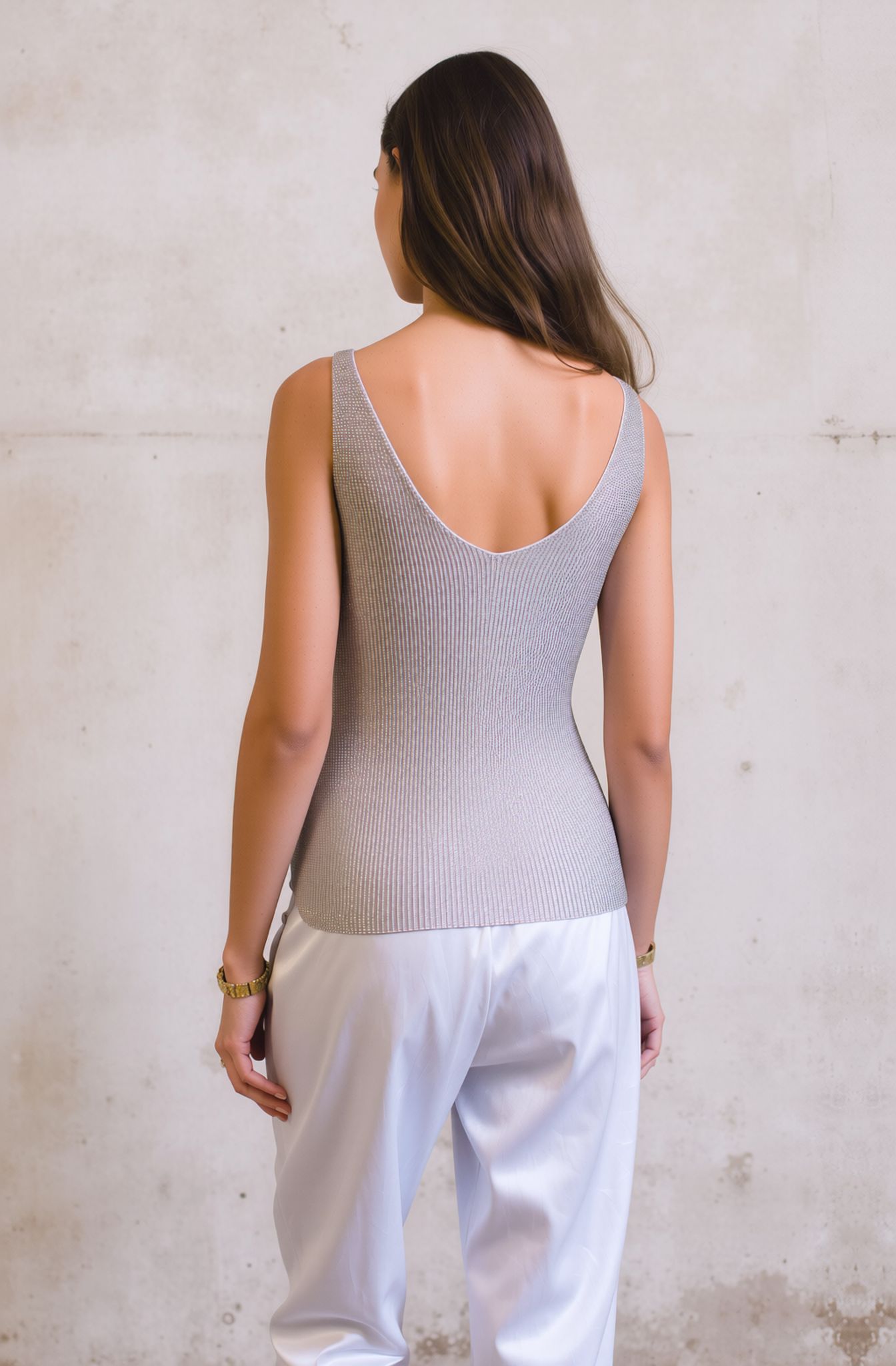 Grey Glitter Knit Vest Top