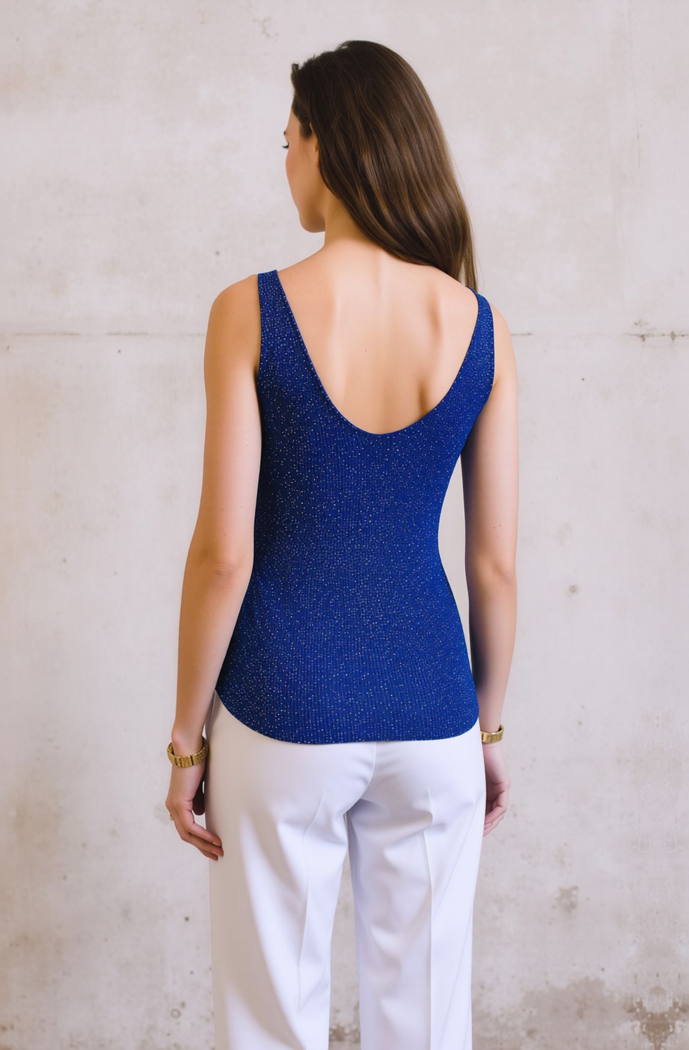 Royal Blue Glitter Knit Vest Top