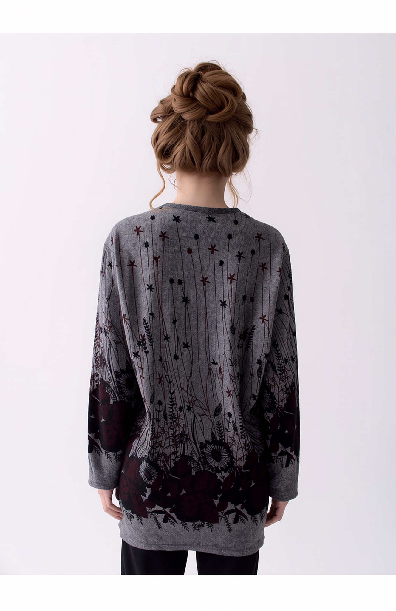 Wine Floral Pattern Soft Touch Top