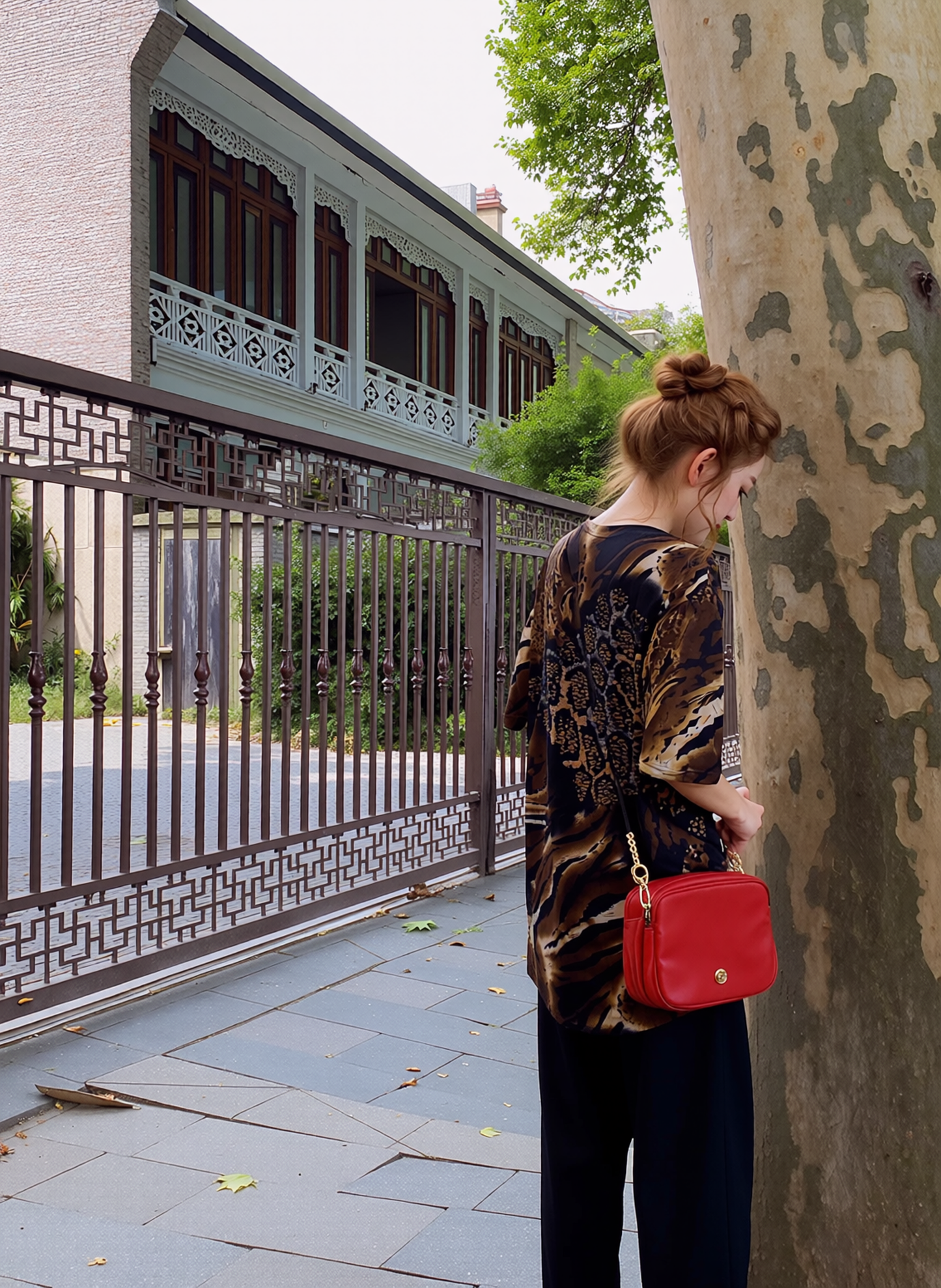 Brown Leopard Print Short Sleeves Top