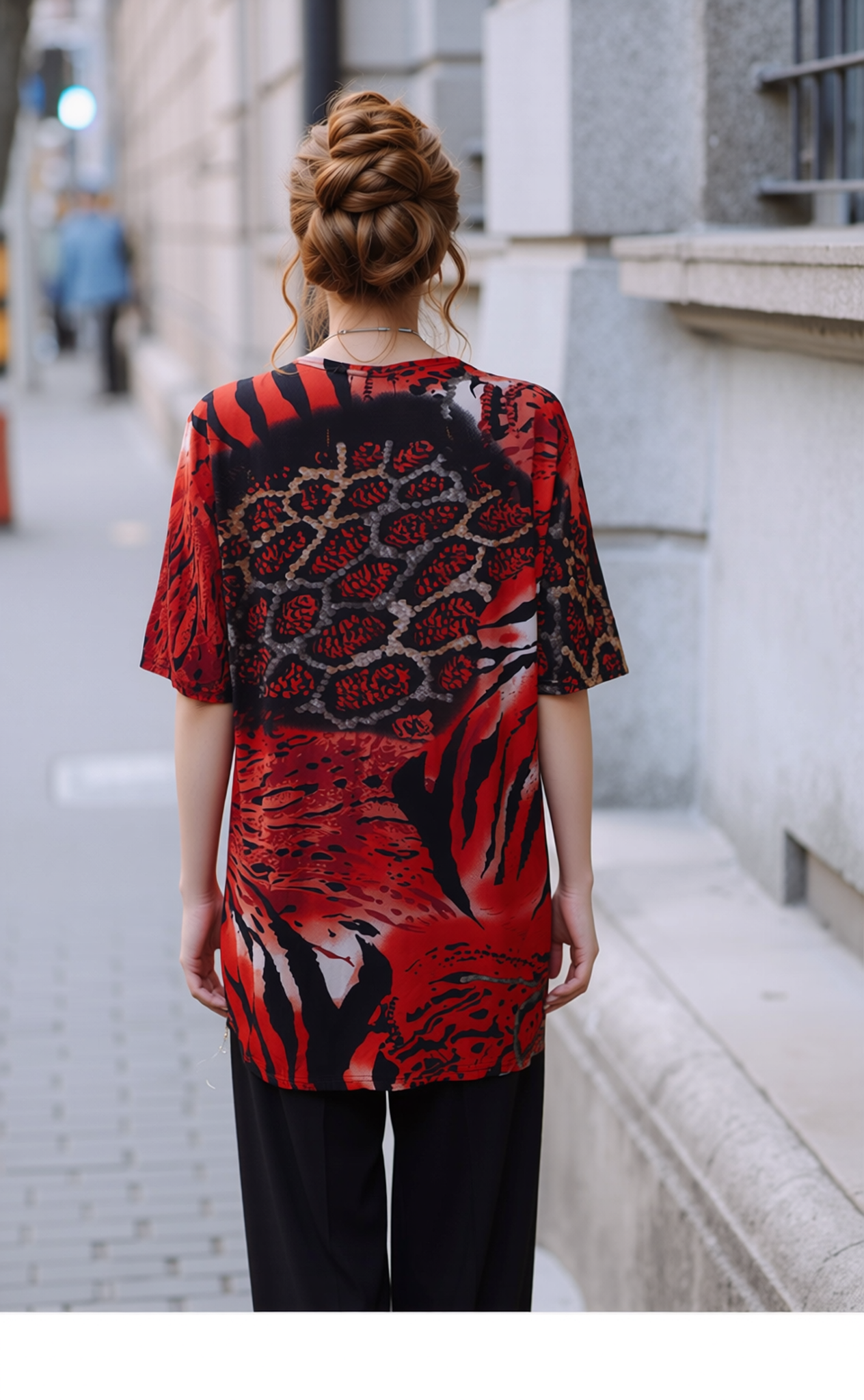 Red Leopard Print Short Sleeves Top