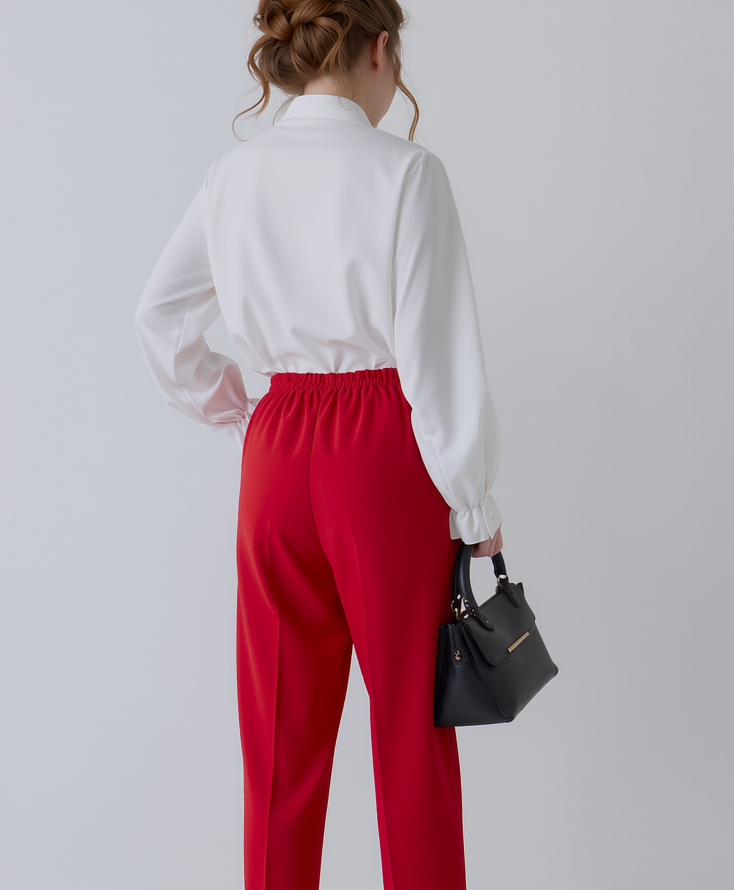 Red Elasticated Waist Pocket Trouser