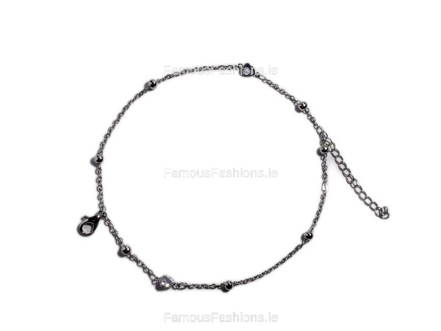 Silver Heart Link Chain Bracelet