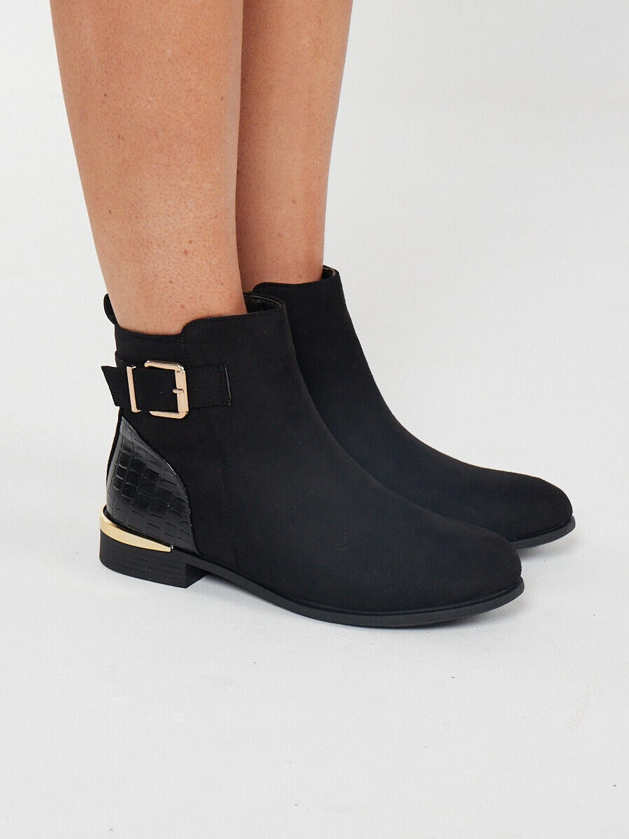 Gold buckle online ankle boots