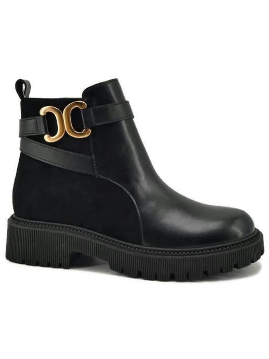 Black gold hot sale buckle ankle boots