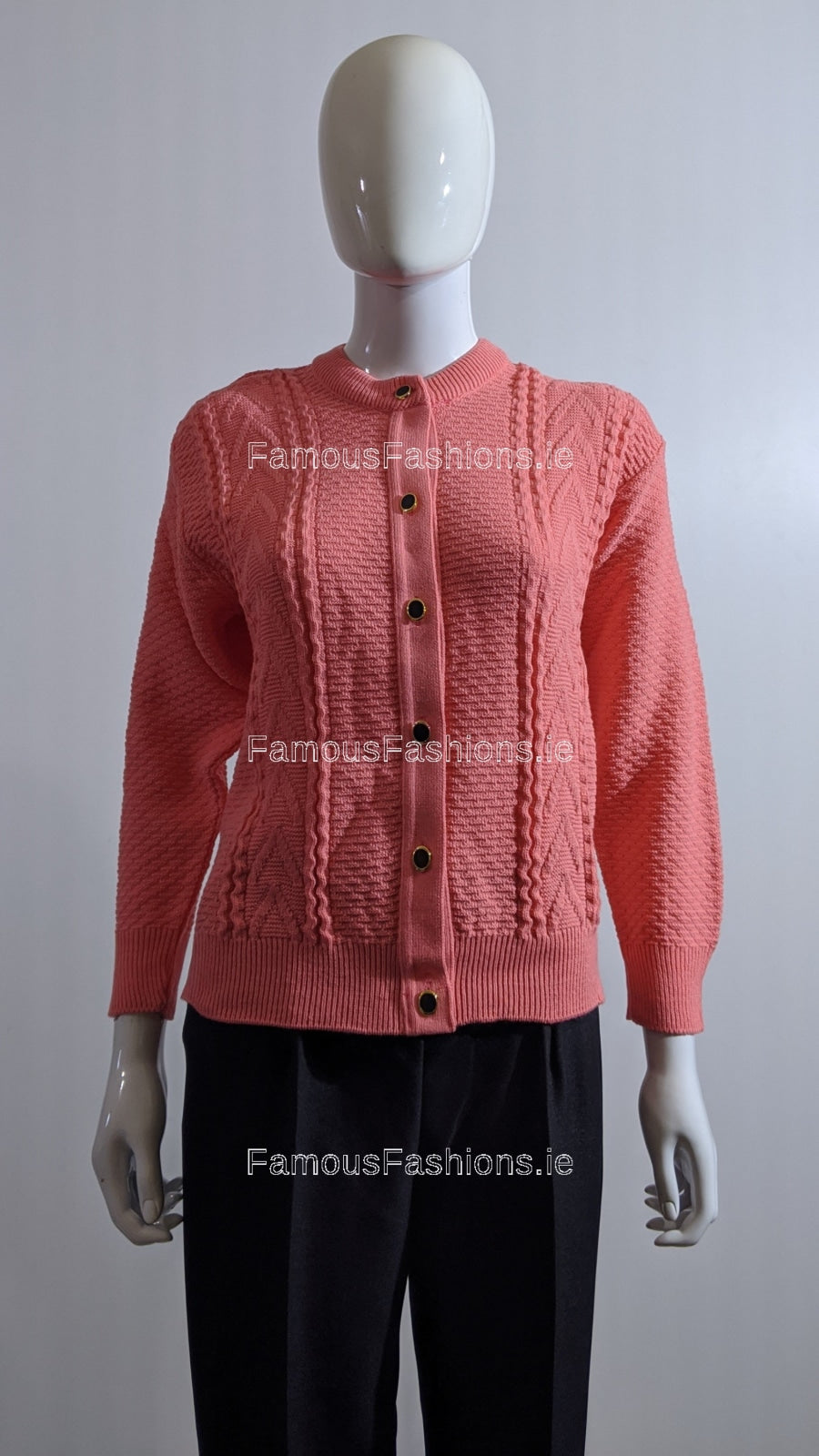 Coral Button Up Design Cardigan