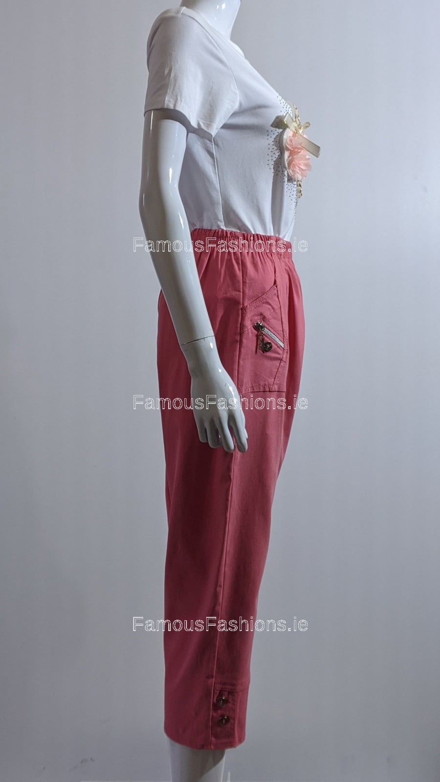Coral Cropped Cotton Trouser
