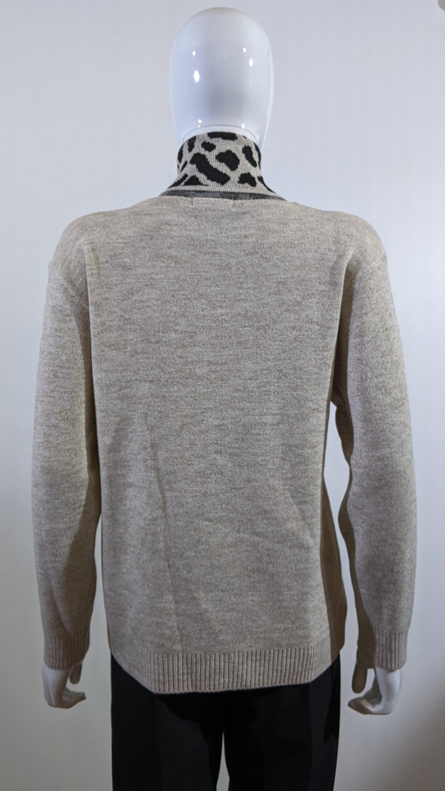 Stone Leopard Pattern Scarf Jumper