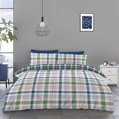 Colourful Plaid Reversible Double Size Duvet Cover Set