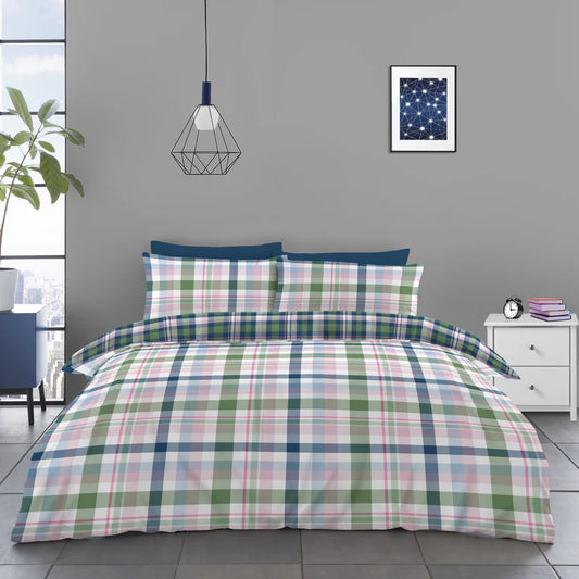 Colourful Plaid Reversible Double Size Duvet Cover Set