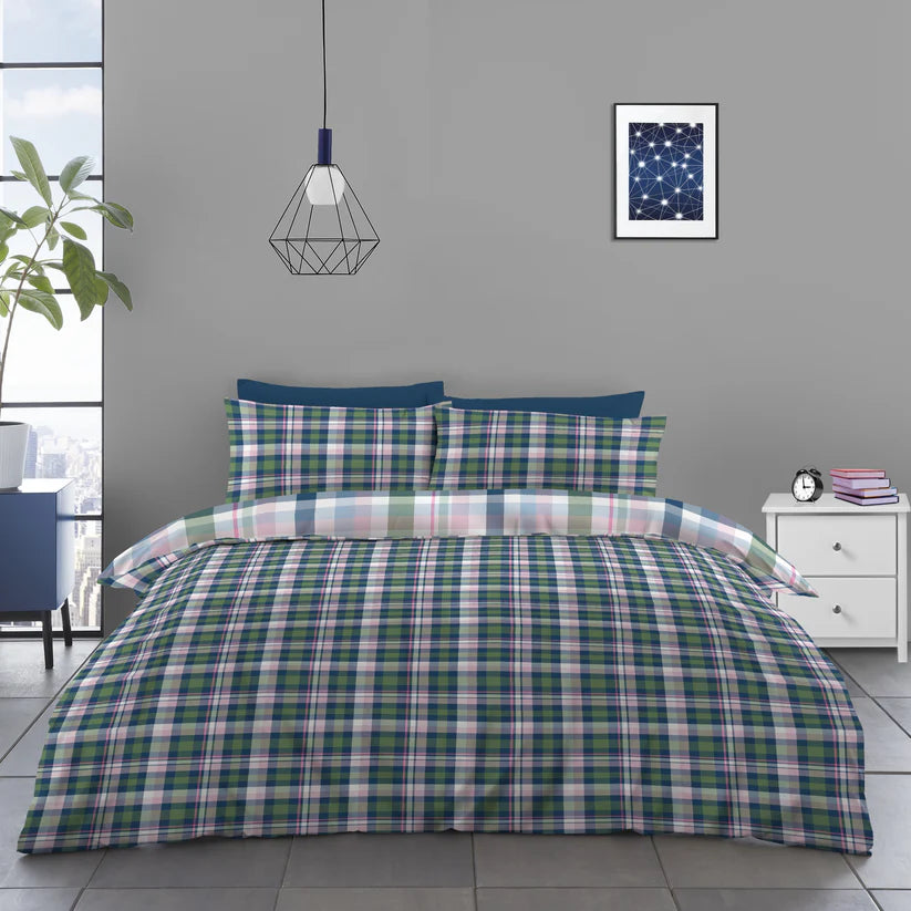 Colourful Plaid Reversible Double Size Duvet Cover Set