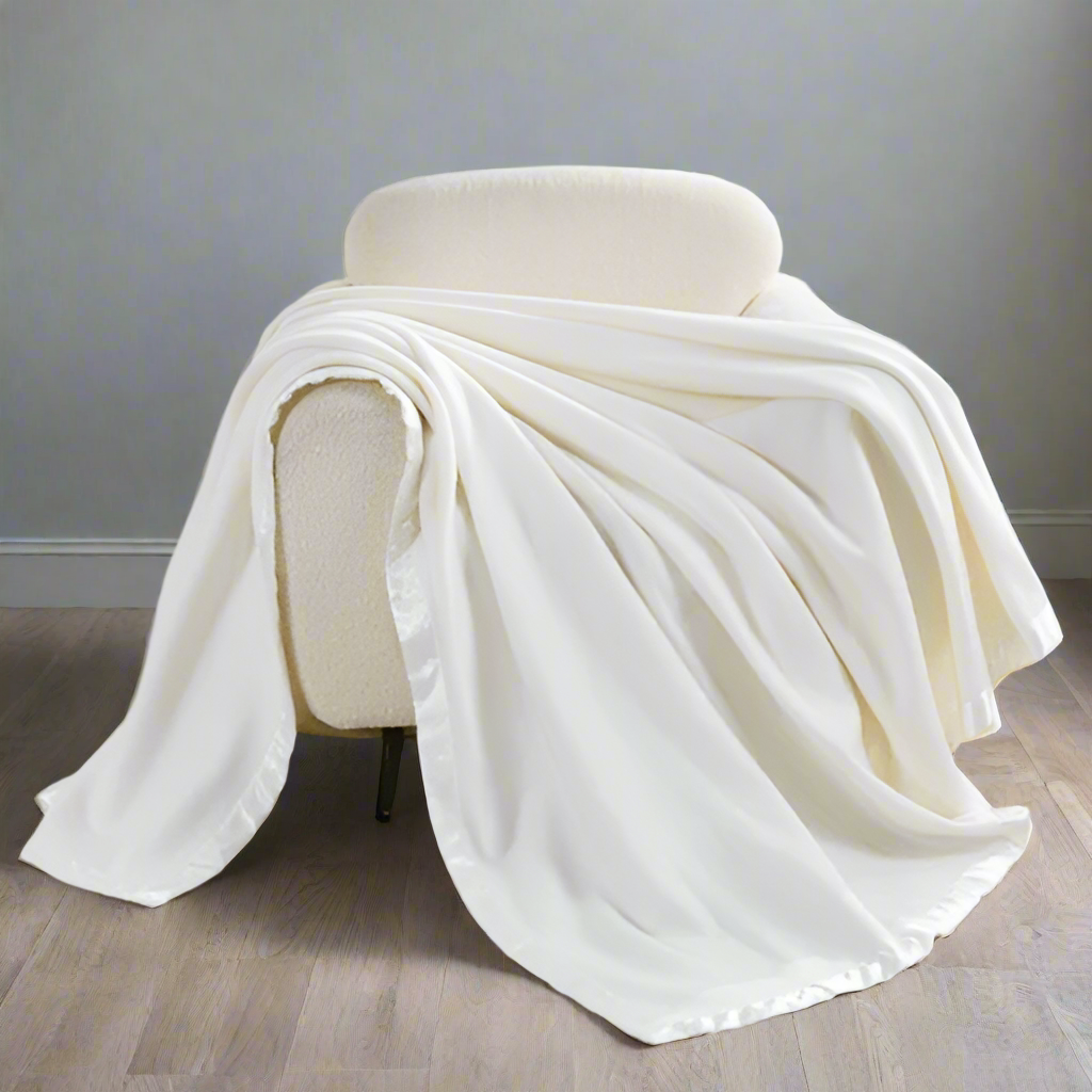 Cream Satin Fleece Single Throw