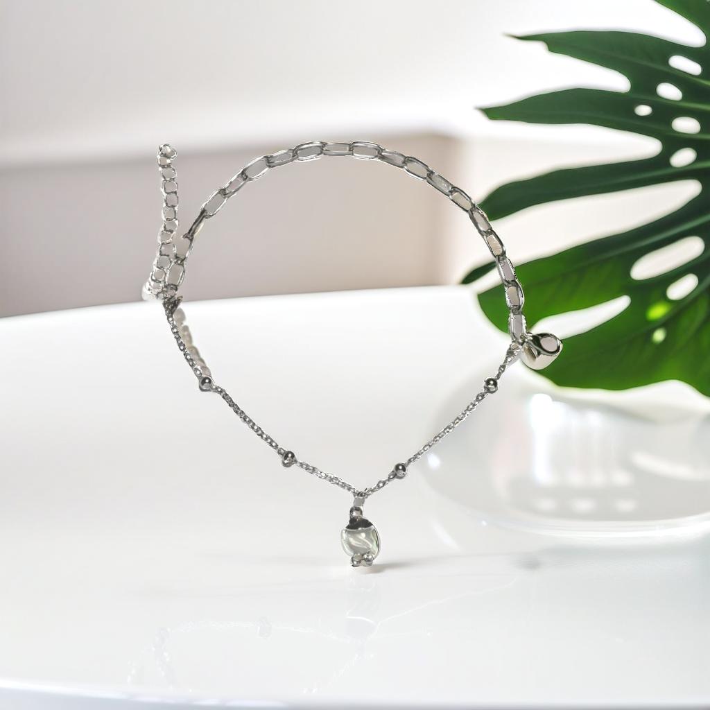 Silver Round Charm Chain Bracelet