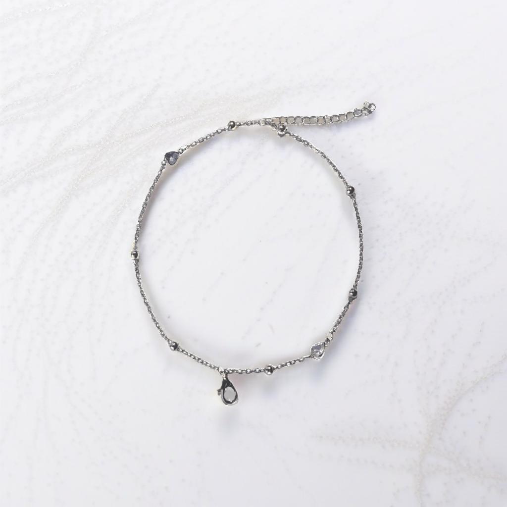 Silver Heart Link Chain Bracelet