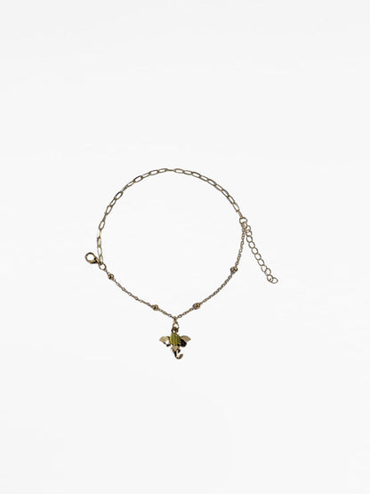 Gold Elephant Yellow Charm Chain Link Bracelet