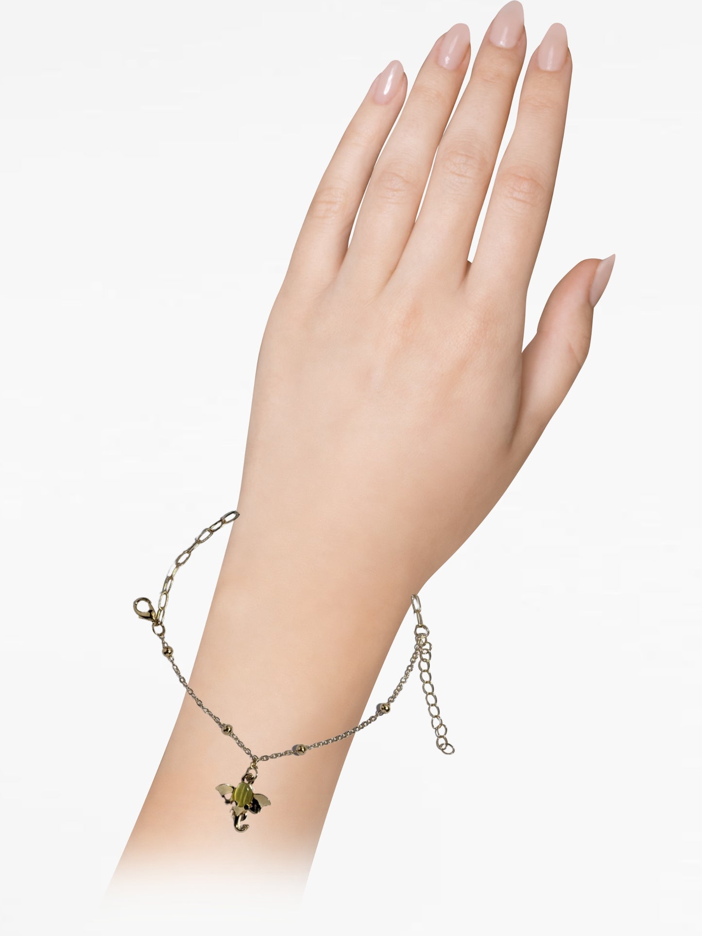 Gold Elephant Yellow Charm Chain Link Bracelet