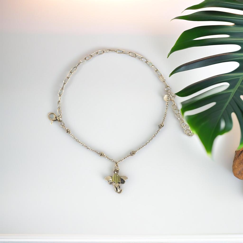 Gold Elephant Yellow Charm Chain Link Bracelet