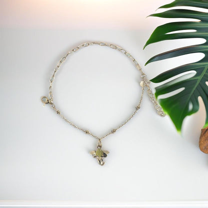 Gold Elephant Yellow Charm Chain Link Bracelet