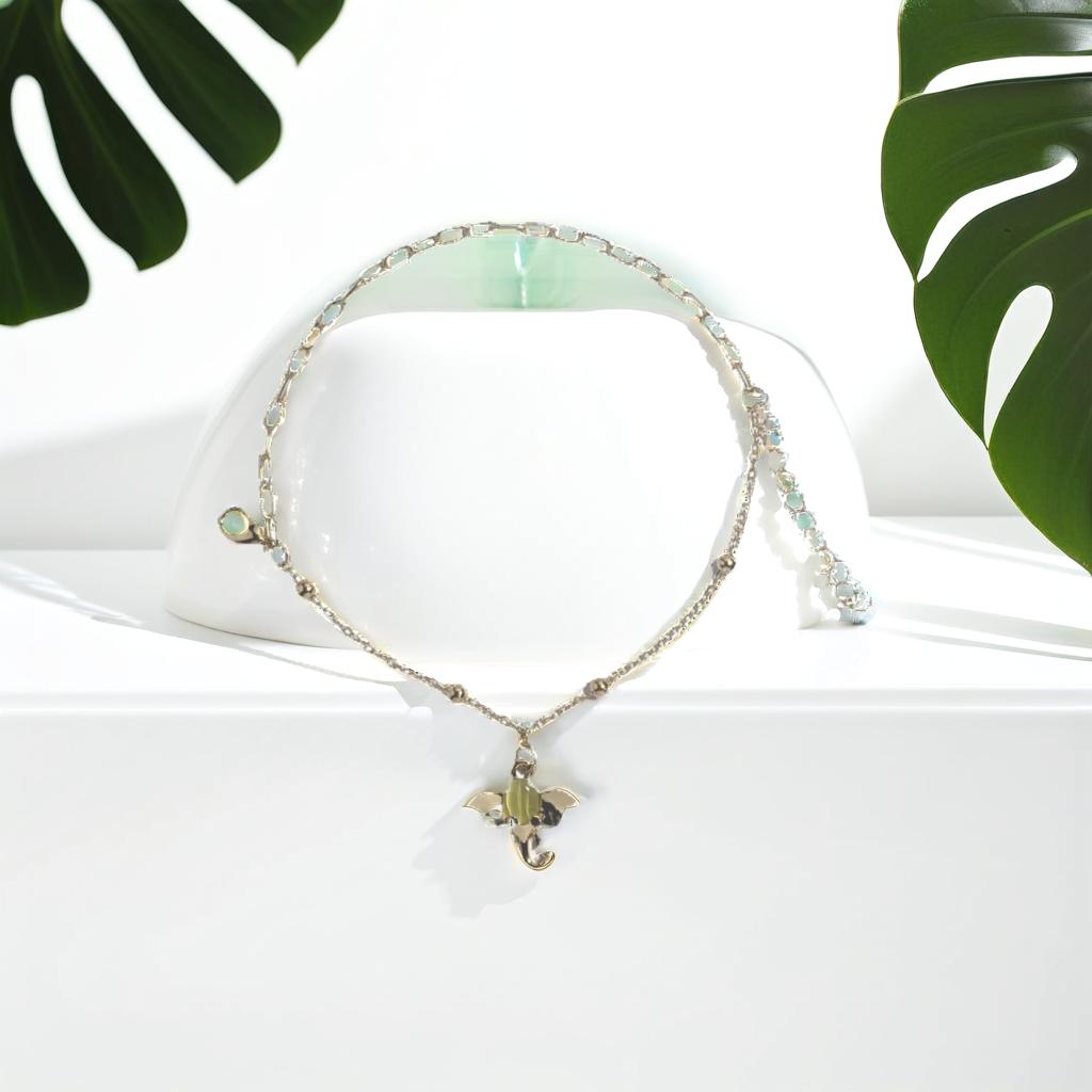 Gold Elephant Yellow Charm Chain Link Bracelet