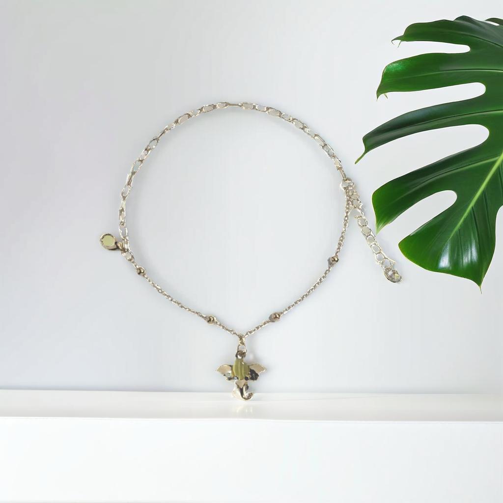 Gold Elephant Yellow Charm Chain Link Bracelet