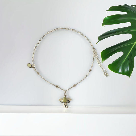 Gold Elephant Yellow Charm Chain Link Bracelet