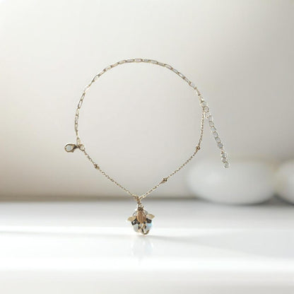 Gold Elephant Orange Charm Chain Link Bracelet