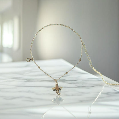 Gold Elephant Orange Charm Chain Link Bracelet