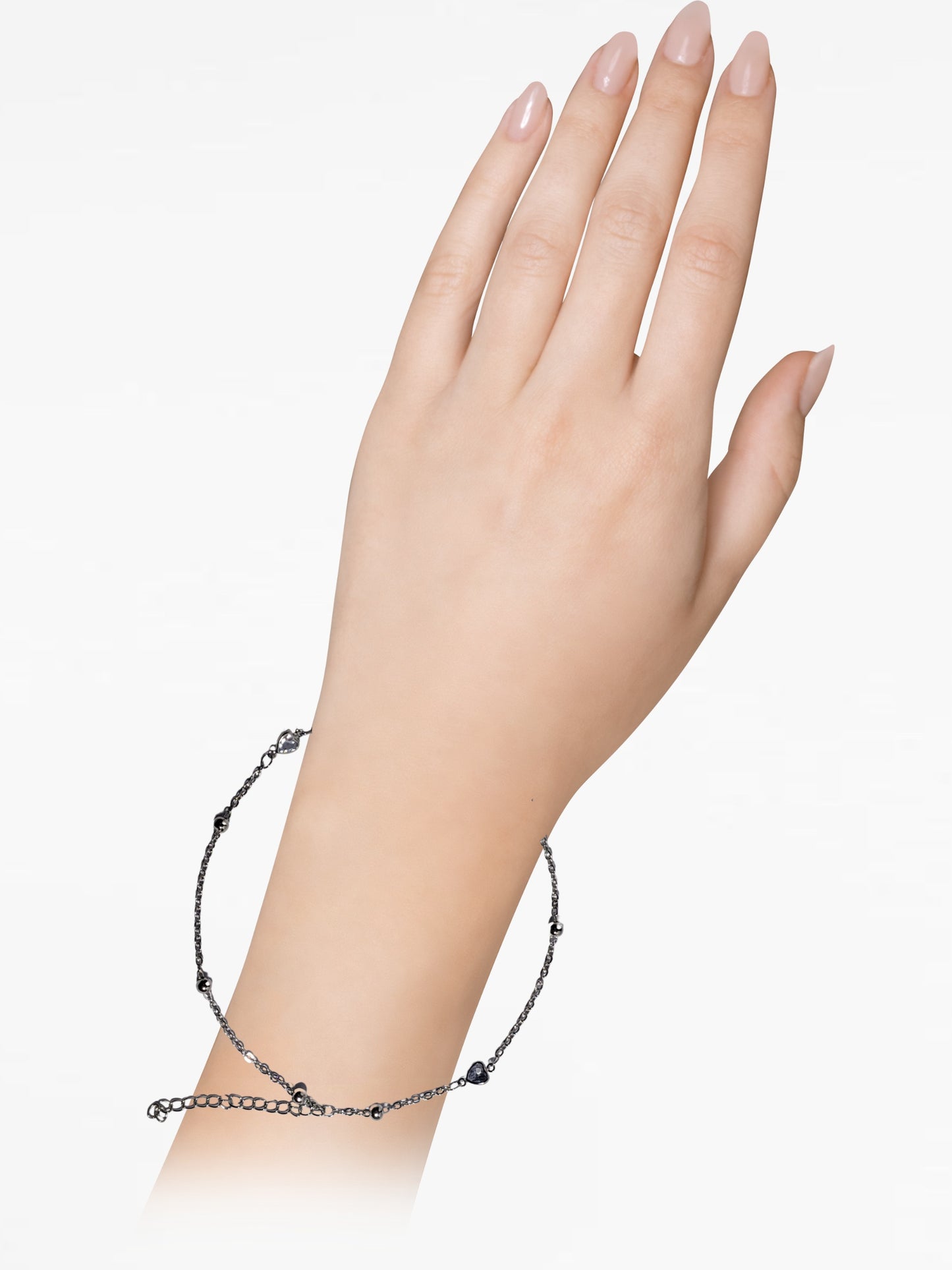 Silver Heart Link Chain Bracelet