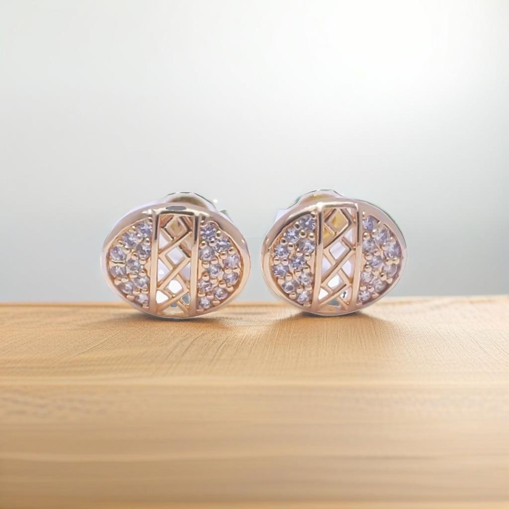Gold Diamond Detail Stud Earrings
