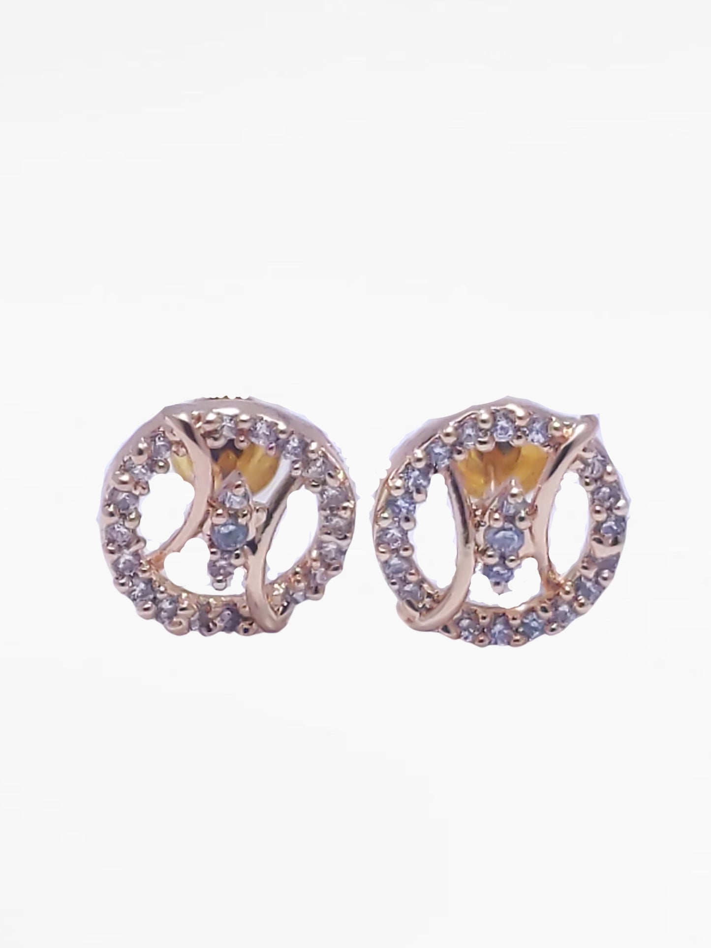 Gold Diamond Shape Stud Earrings