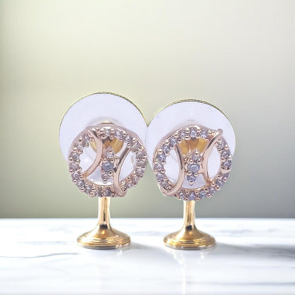 Gold Diamond Shape Stud Earrings
