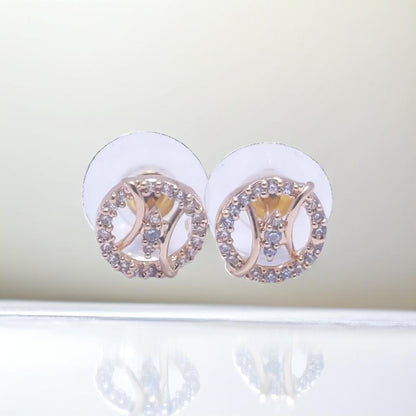 Gold Diamond Shape Stud Earrings