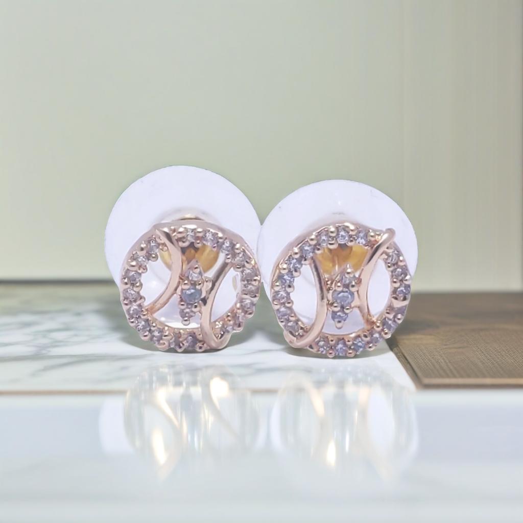 Gold Diamond Shape Stud Earrings