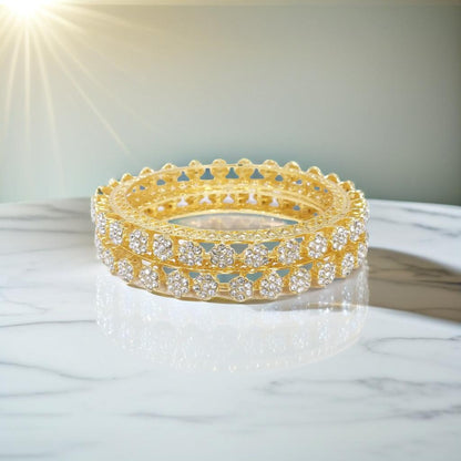 Gold Tone Diamond Detail Tennis Bracelets