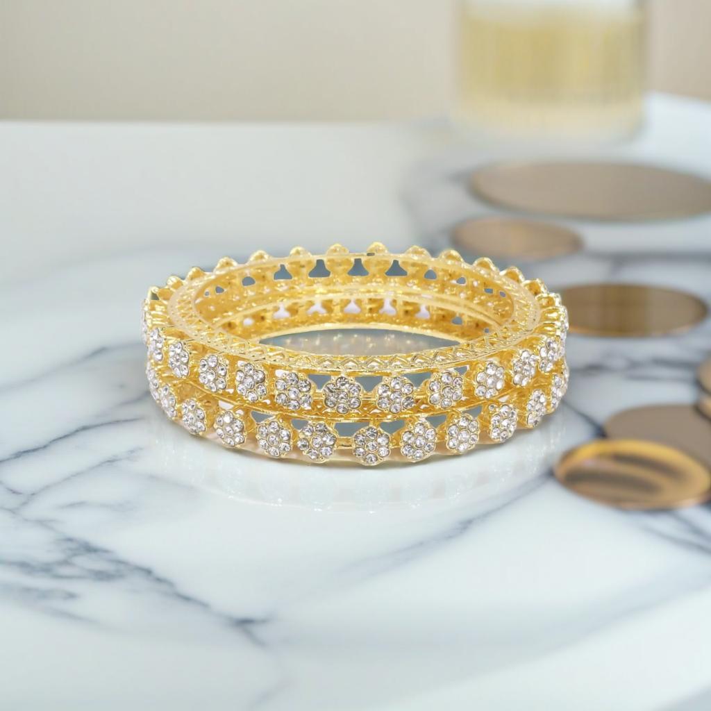Gold Tone Diamond Detail Tennis Bracelets
