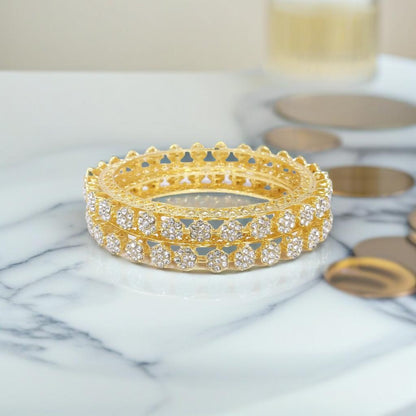 Gold Tone Diamond Detail Tennis Bracelets