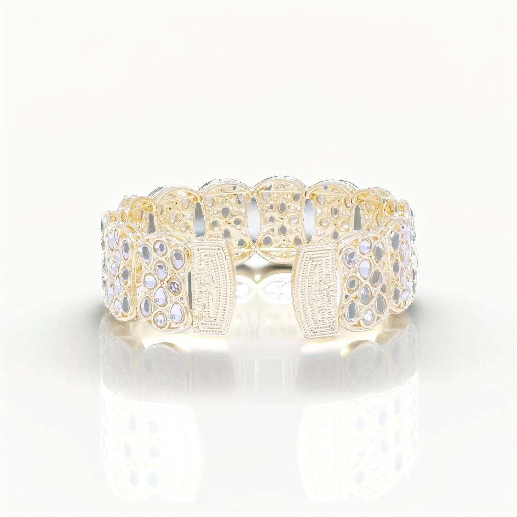 Elegant Gold-Tone Openwork Bracelet with Pearlescent Accents