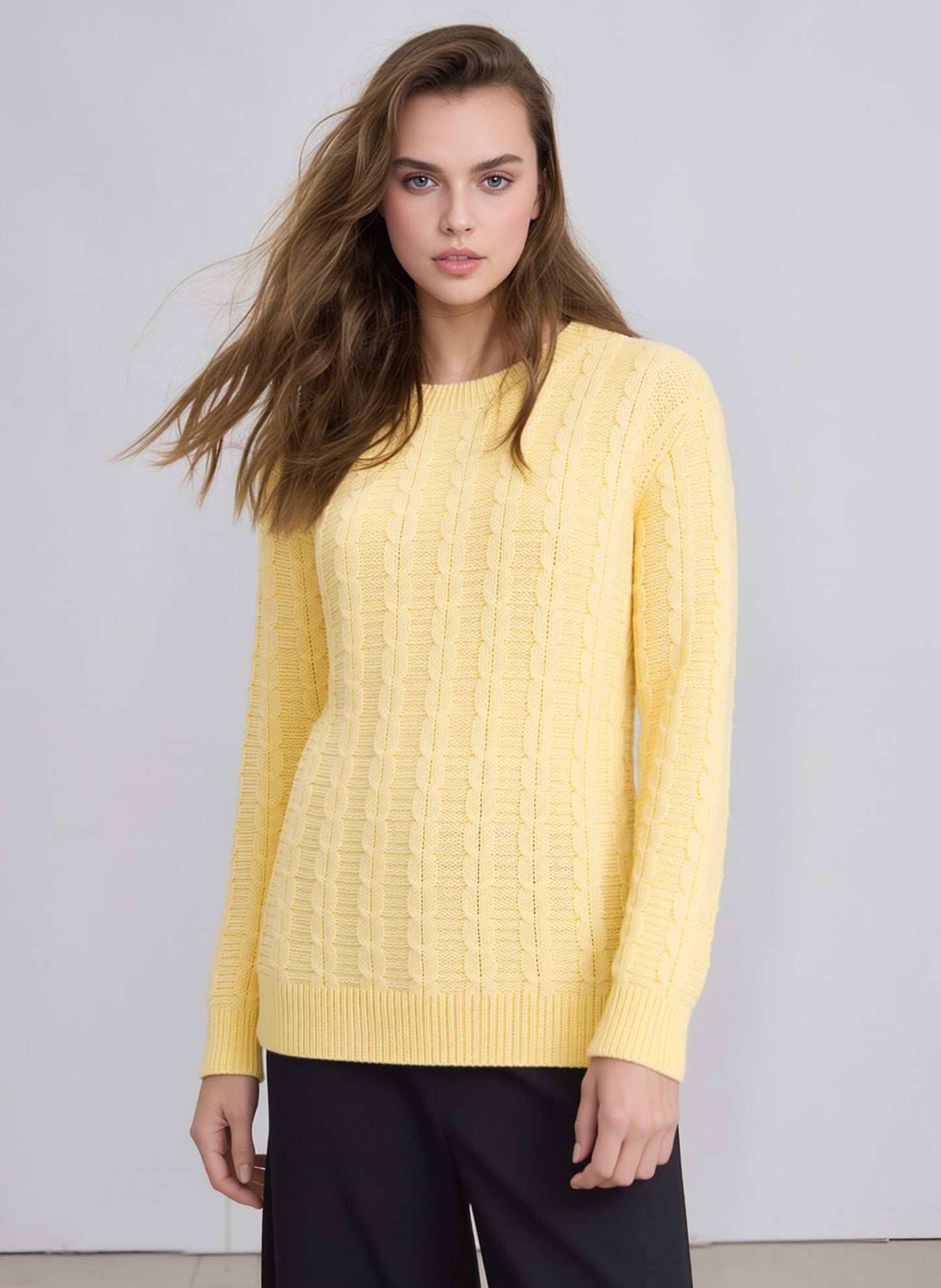 Yellow Cable Knit Jumper – Soft Everyday Women's Sweater