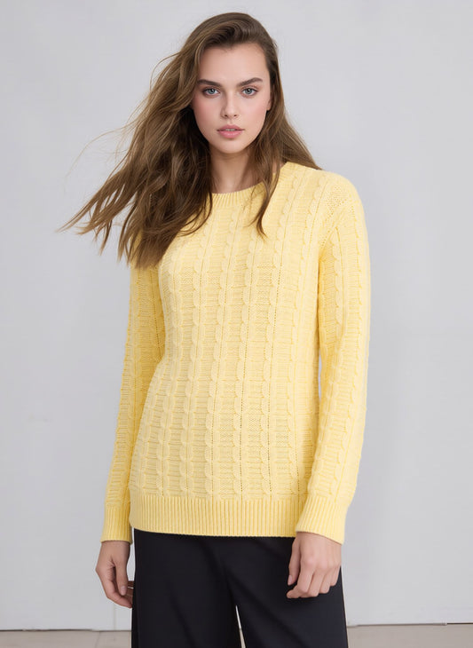 Yellow Cable Knit Jumper – Soft Everyday Women's Sweater