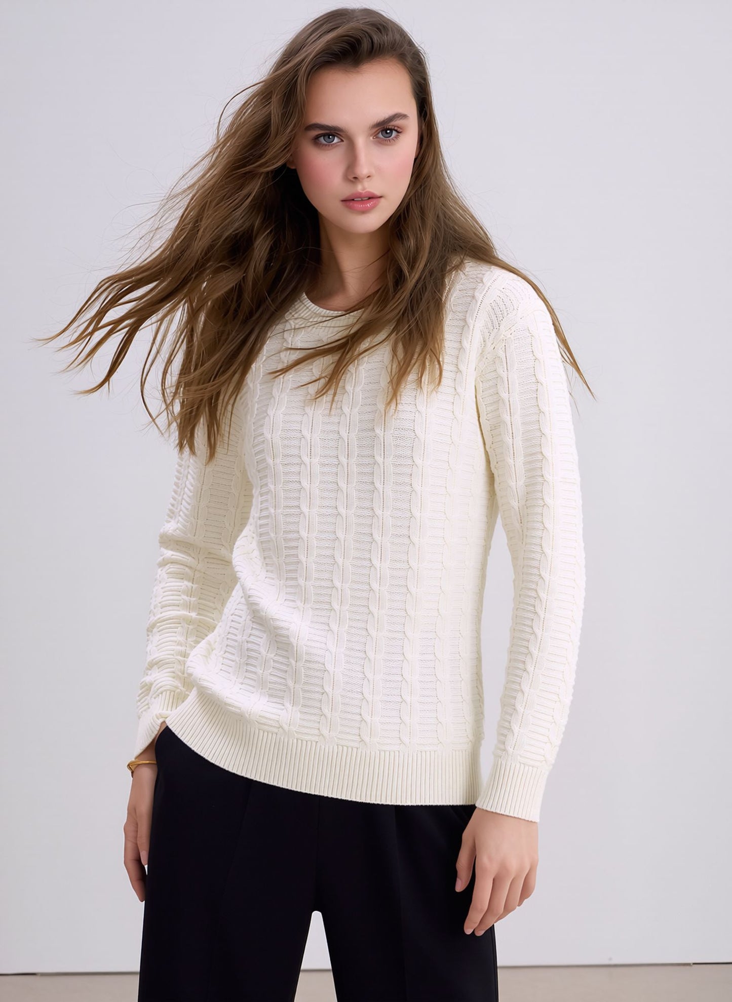 White Cable Knit Jumper – Soft Everyday Women's Sweater