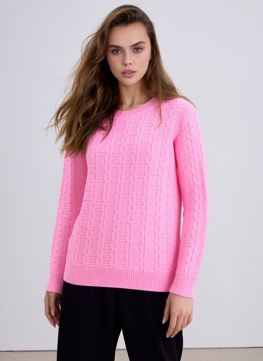 Pink Cable Knit Jumper – Soft Everyday Women's Sweater