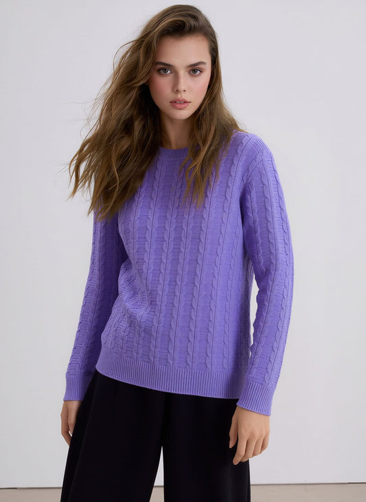 Lilac Cable Knit Jumper – Soft Everyday Women's Sweater