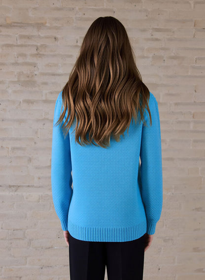 Turquoise V-Neck Pocket Cardigan - Turquoise - back