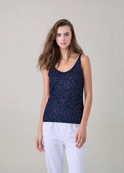 Navy Glitter Knit Vest Top
