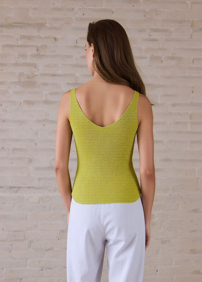 Lime Glitter Knit Vest Top