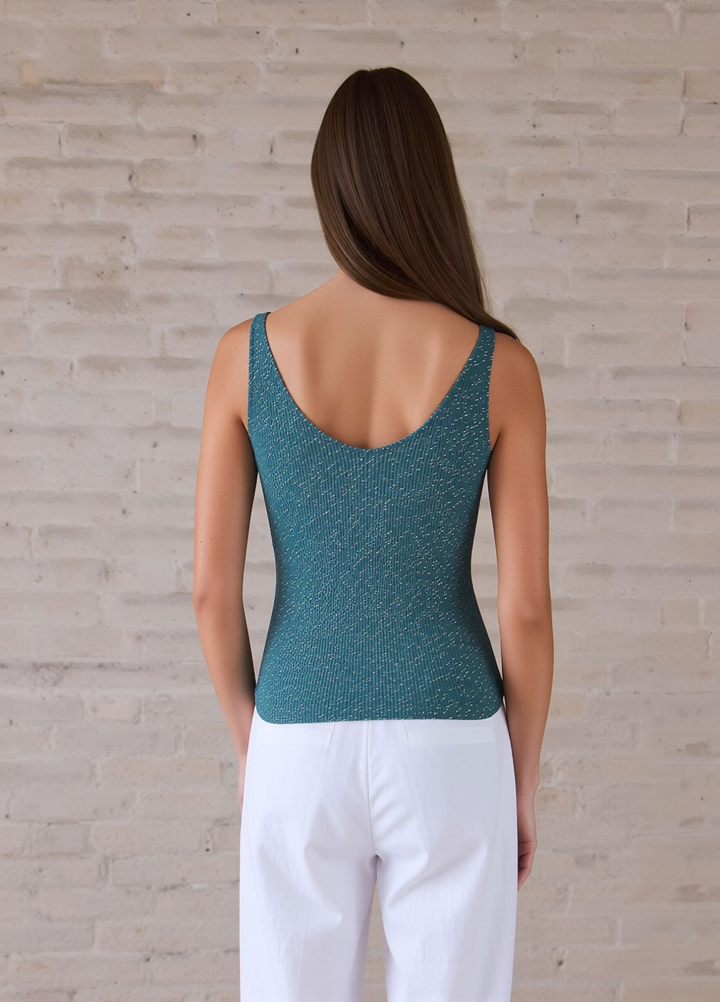 Teal Glitter Knit Vest Top