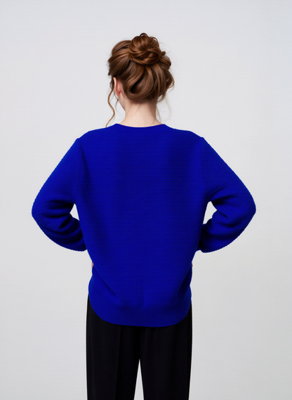Royal Blue Button Up Design Cardigan