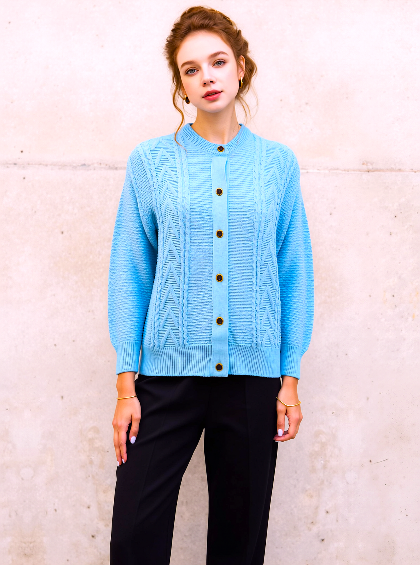 Turquoise Blue Design Cardigan