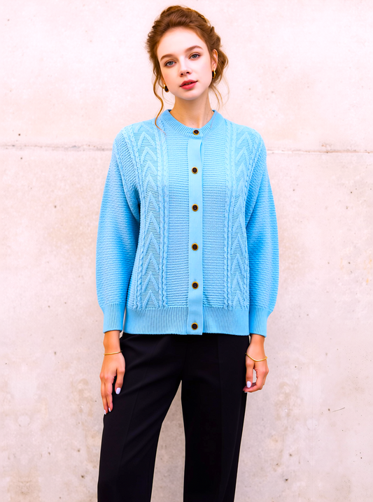 Turquoise Blue Design Cardigan