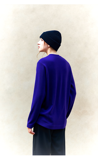 Purple V-Neck Button Pocket Cardigan